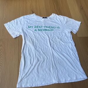 Women’s Forever 21, White “MY BEST FRIEND IS A MERMAID” T-Shirt, Size S
